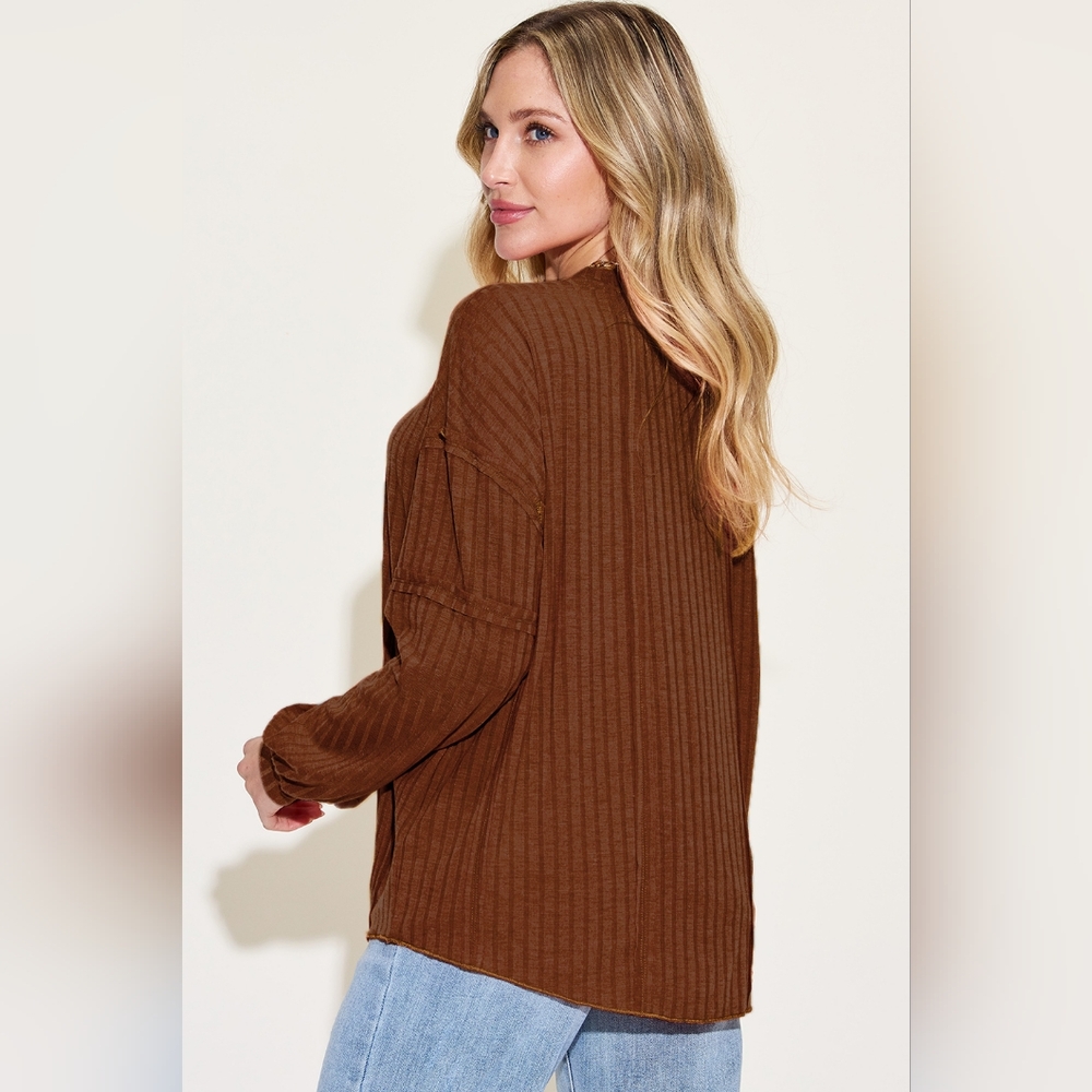 Basic Bae Full Size Ribbed Round Neck Long Sleeve T-Shirt - Picture 2 of 5